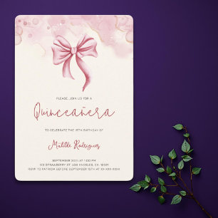 Convites Arco rosa-claro Coquette Quinceanera Aniversário