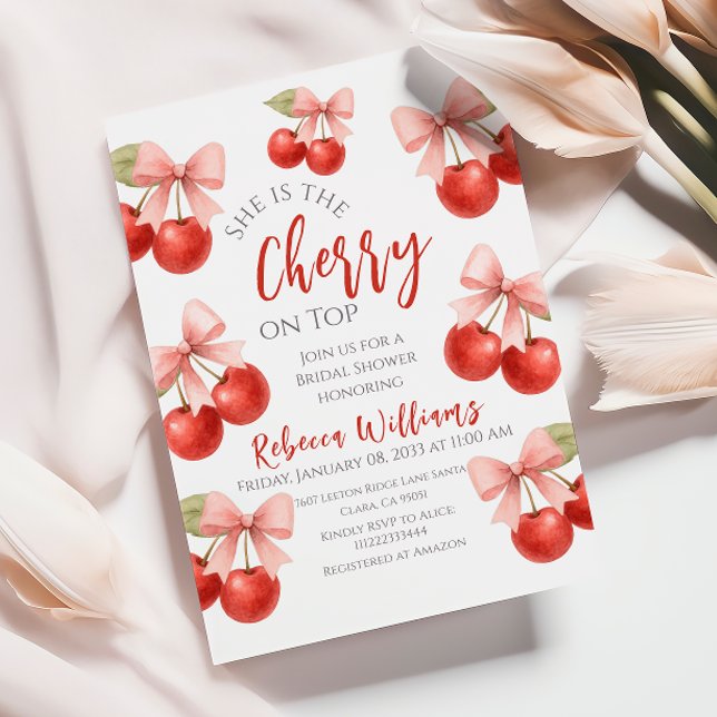 Convites Arco rosa-coquetel - Cereja vermelha no Chá de pan (Criador carregado)