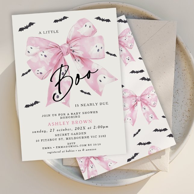 Convites Arco rosa coquetel Pequeno Chá de fraldas (Little Boo is Almost Due Baby Shower Invitation, Croquette Halloween Little Boo Baby Shower Invite)