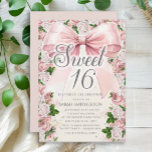 Convites Arco rosa Coquette Floral Vintage Sweet 16<br><div class="desc">Arco de coquetes cor-de-rosa Elegante,  com floral de cor-de-água rosa (rosas) e folhas de cor-de-água verde pintadas em cor-de-rosa Doce 16 com brilho prateado cintilante. Entre em contato comigo para obter assistência com suas personalizações para solicitar a correspondência ou a coordenação de produtos Zazzle adicionais para o seu evento.</div>