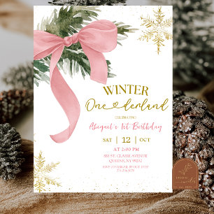 Convites Arco Rosa Coquette Inverno Onederland Aniversário