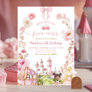 Convites Arco rosa Coquette Princesa 5 de Aniversário