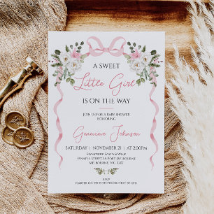 Convites Arco Rosa Coquette Raparigas  Inverno Chá de frald