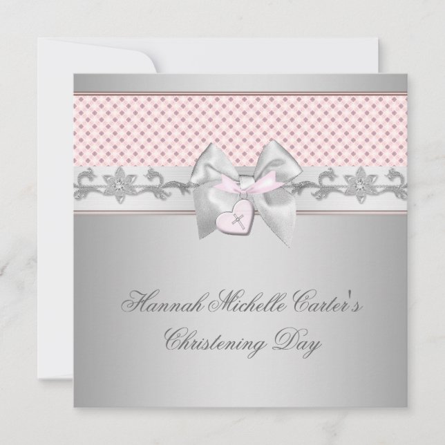 Convites Arco Rosa Cruzando Meninas Rosa Batismo Rosa Chirs (Frente)