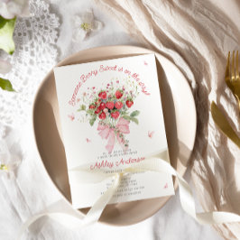 Convites Arco Rosa de Morango Chá de fraldas Floral