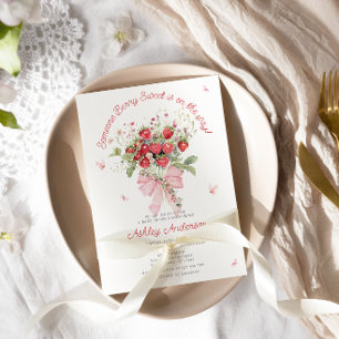 Convites Arco Rosa de Morango Chá de fraldas Floral