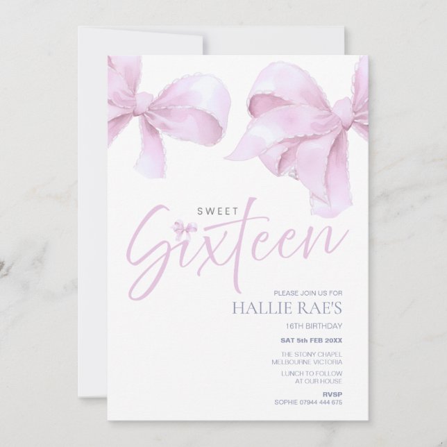 Convites Arco rosa Doce Dezesseis Convidados, 16º Aniversár (Frente)