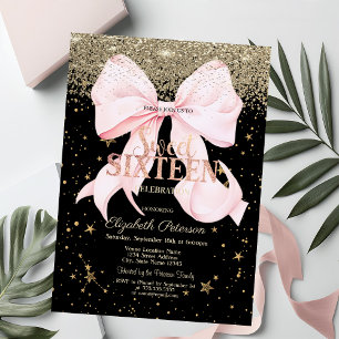 Convites Arco Rosa Dourado Diamantes Estrelas Preto Sweet 1