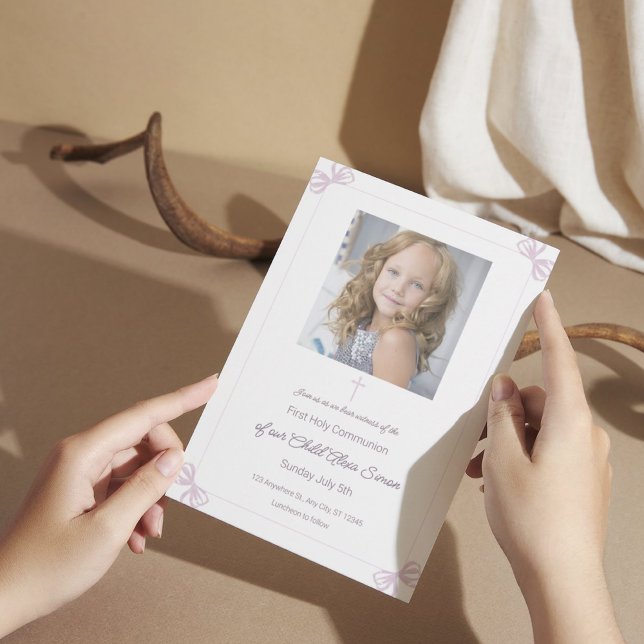 Convites Arco rosa e branco Primeira Comunhão Sagrada (2)