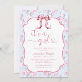 Convites Arco rosa É um Chá de fraldas feminino