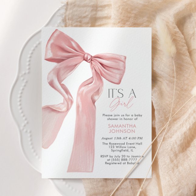 Convites Arco rosa É um Chá de fraldas feminino (Criador carregado)