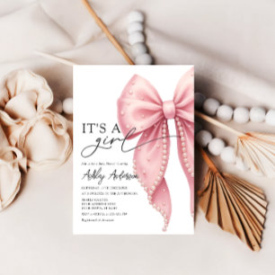 Convites Arco rosa é um Chá de fraldas rosa-menina