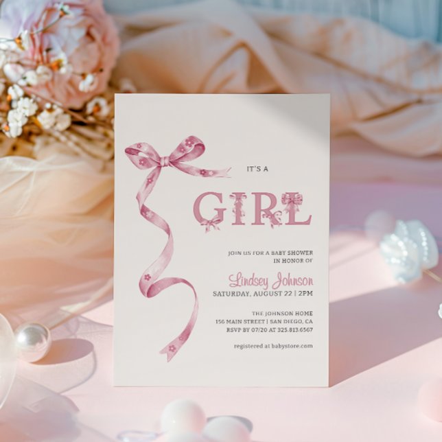Convites Arco Rosa É Uma Menina Chamada Baby Shower  (Criador carregado)
