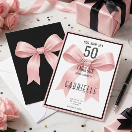 Convites Arco Rosa Elegante 50 e Fabuloso Aniversário
