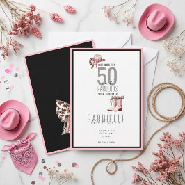 Convites Arco Rosa Elegante 50 e Fabuloso Aniversário