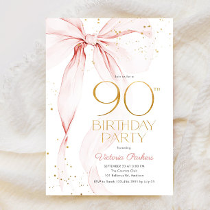Convites Arco Rosa Elegante Aniversário de 90 anos