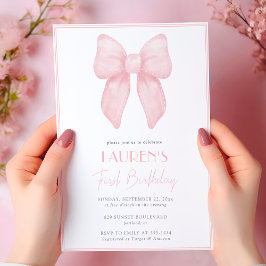 Convites Arco Rosa Elegante Primeiro Aniversário