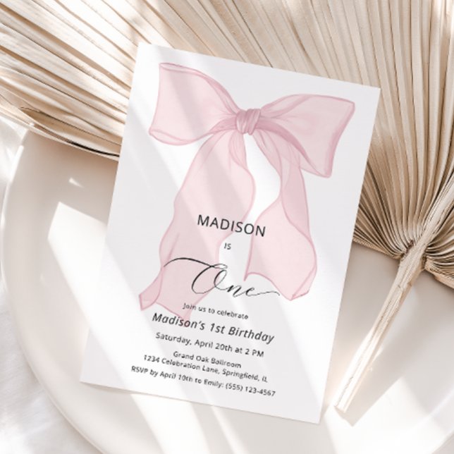 Convites Arco Rosa Elegante Primeiro Aniversário (Criador carregado)