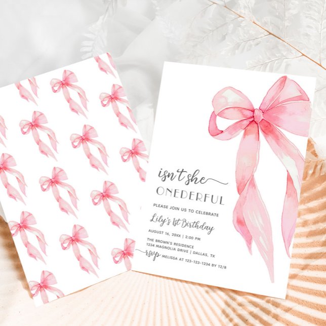 Convites Arco rosa elegante primeiro aniversario de bebê ma (Criador carregado)