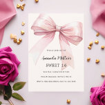 Convites Arco rosa elegante SWEET 16 luxo<br><div class="desc">Um bege macio,  fundo colorido creme,  decorado com um arco grande rosa. Personalize e adicione um nome e detalhes da parte.</div>