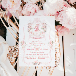 Convites Arco Rosa Esbranquiçado e Chá Bebê Doce Floral