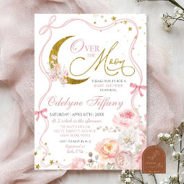 Convites Arco Rosa Esmagado Sobre O Chá de fraldas Da Moon 