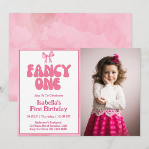 Convites Arco Rosa Fancy One Coquette Girl Aniversário de 1