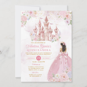Convites Arco Rosa Floral Princesa Castelo Real Quinceañera