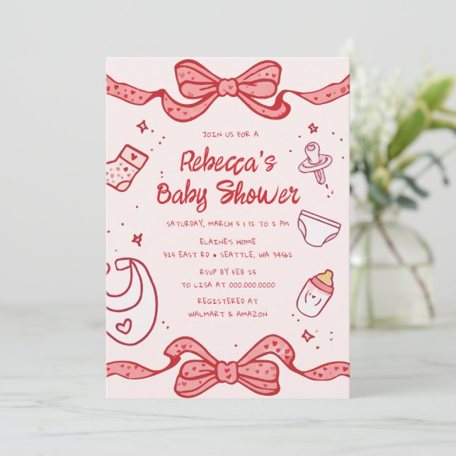 Convites Arco rosa, gemido, gemido (Em pé/Frente)