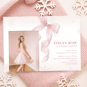 Convites Arco Rosa Inverno Floco de Neve Foto 16º Aniversár