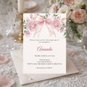 Convites Arco Rosa Marfim Florais Menina Elegante Batismo