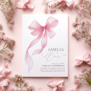 Convites Arco Rosa Menina de 1º Aniversário Coquette 