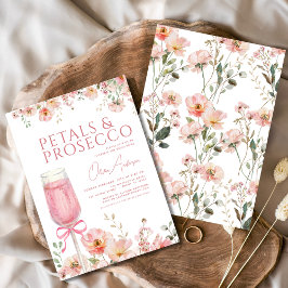 Convites Arco rosa Petais e Chá de panela de pincel Prosecc