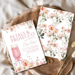 Convites Arco rosa Petais e Chá de panela de pincel Prosecc