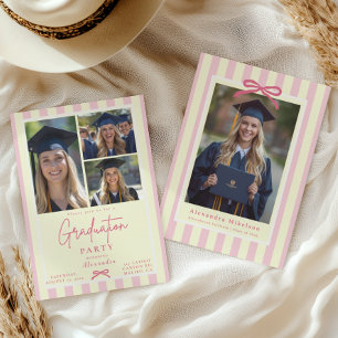 Convites Arco Rosa Préppy para Formatura de Foto