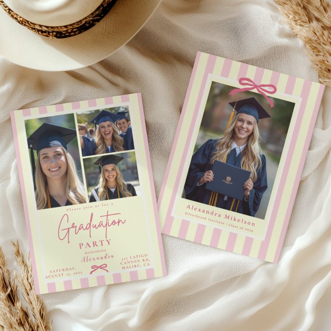 Convites Arco Rosa Préppy para Formatura de Foto (Criador carregado)