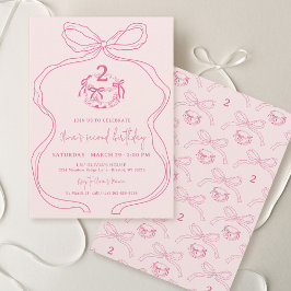 Convites Arco Rosa-Rosa-segundo aniversário Desenhado à Mão