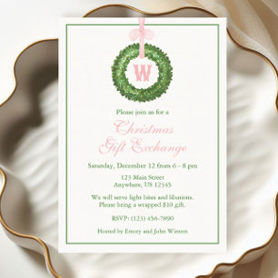 Convites Arco rosa Sash Natal Monograma Wreath