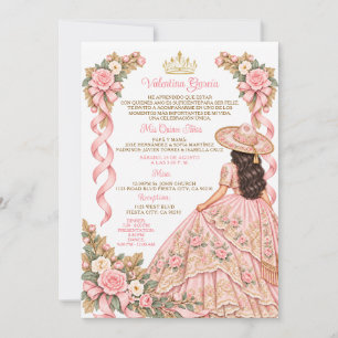 Convites Arco Rosa Suave Charra Garota Quinceañera Floral D
