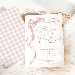 Convites Arco rosa suave Ela é Chá de panela Casando