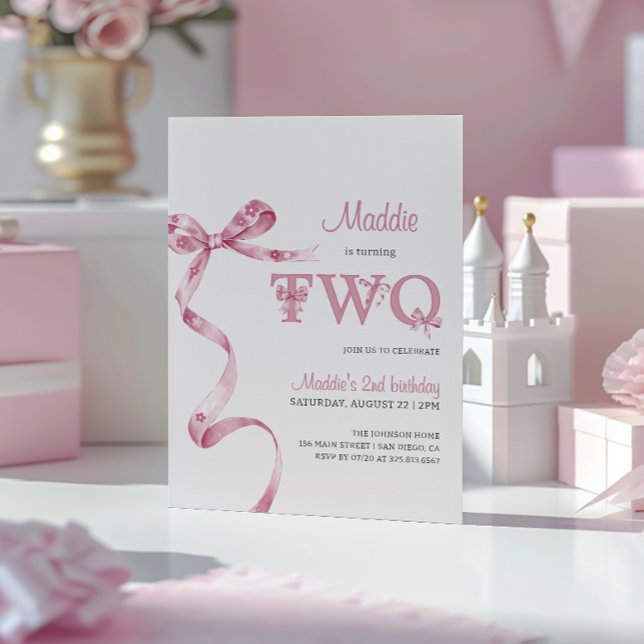 Convites Arco Rosa Suave Segunda Rapariga de Aniversário (Criador carregado)