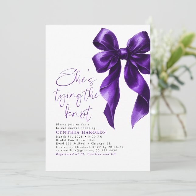 Convites Arco roxo Ela é Chá de panela Casando (Em pé/Frente)