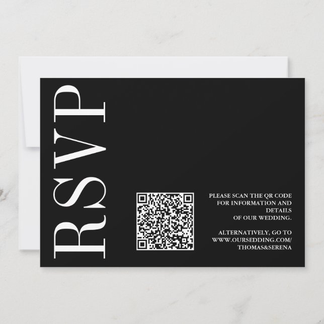 Convites Arco RSVP de Código QR Monocromático preto e branc (Verso)