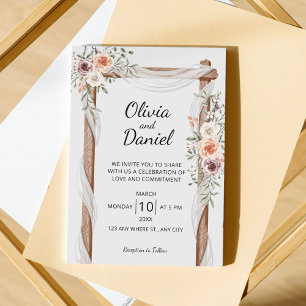 Convites Arco Russo Aquarela Floral   Boho Wedding