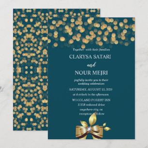 Convites Arco simples e fresco colorido dourado e azul