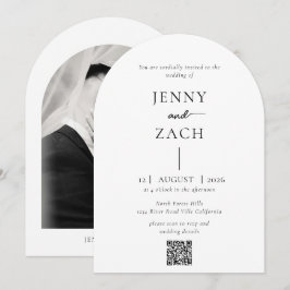 Convites Arco Simples Moderno Casamento Código Qr Foto
