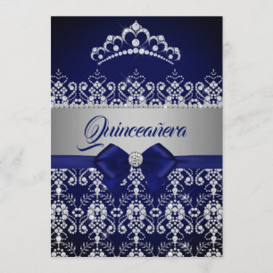 Convites Arco Sparkle Diamond Tiara Marinho Azul Quinceaner