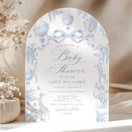 Convites Arco Toile de Jouy Safari Chá de Bebezinho