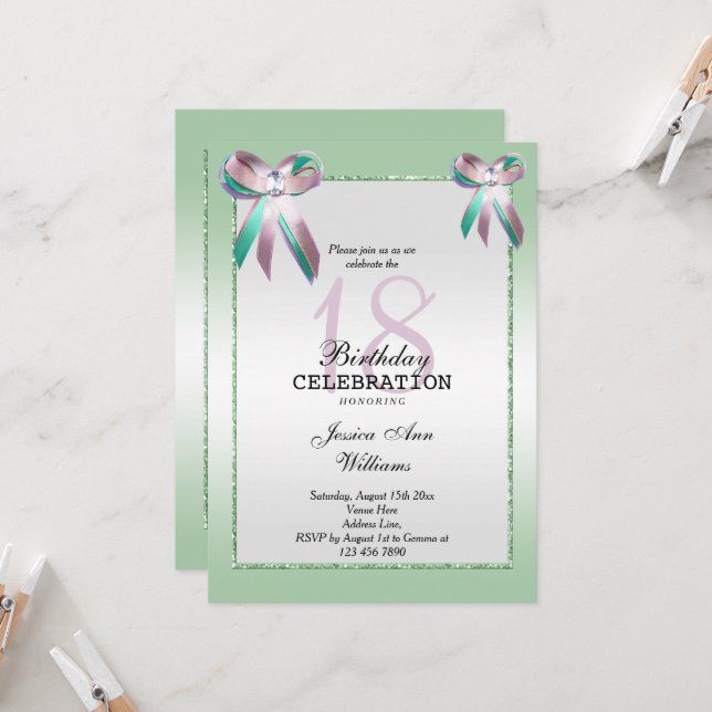 Convites Arco Tripple Gem & Glitter 18º aniversário  (Frente/Verso In Situ)