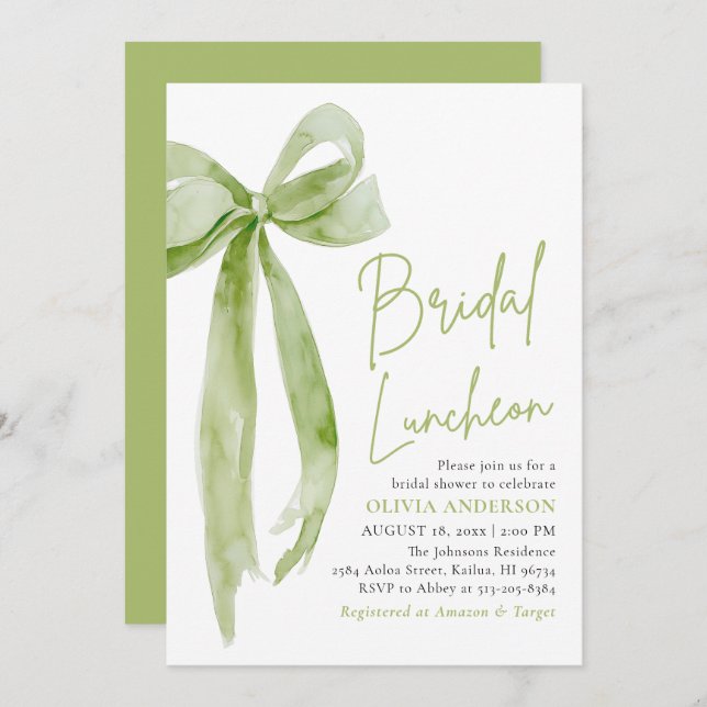 Convites Arco Verde Ela é Casando Bridal Luncheon (Frente/Verso)